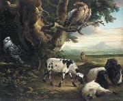Birds of Prey, Goats and a Wolf, in a Landscape